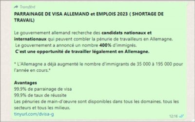 Attention à cette fausse annonce qui promet des visas pour travailler en Allemagne