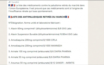 Non, cette liste de médicaments contre le paludisme retirés du marché de l’UE n’est pas valide