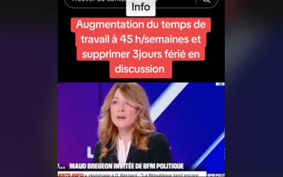 Non, le gouvernement ne planche pas sur une semaine de travail de 45 heures et la suppression de 3 jours fériés