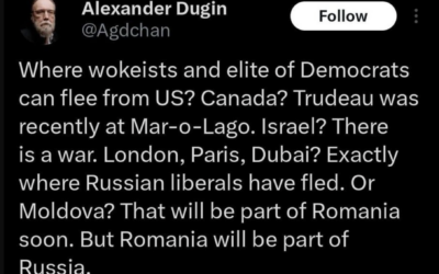 Oui, l’idéologue russe Aleksandr Douguine a parlé d’une possible inclusion de la Roumanie dans un bloc allié avec la Russie